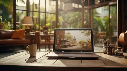 outdoor business office while businessman travel on his business. 