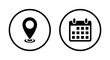 © Ka Han - Location and calendar icon vector in circle line. Map pin and schedule date sign symbol