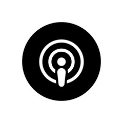 Poster - Podcast icon vector in black circle. Podcasting sign symbol