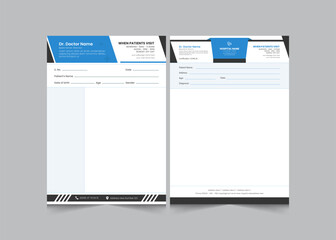 Set of doctor prescription template in a4 size, prescription for clinic or medical doctor, vector illustration eps 10