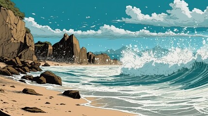 Wall Mural - Pristine white sandy beaches. Fantasy concept , Illustration painting.