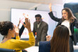 © KOTL - Group of diversity workers celebration for their successful. Business teamwork colleagues showing their cheerful and enjoyment with the team.