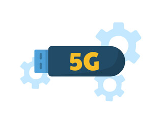 Poster - 5g device usb flash concept. modern gadget for wireless connection. internet and online communicatio
