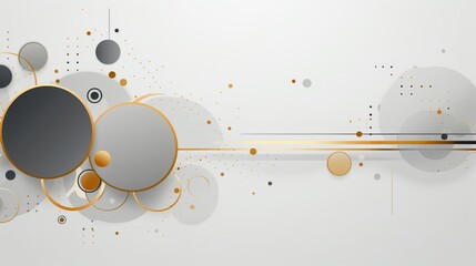Wall Mural - tech geometric background with abstract golden and grey circles. vector banner design