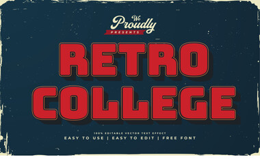 Wall Mural - vintage retro college editable text effect