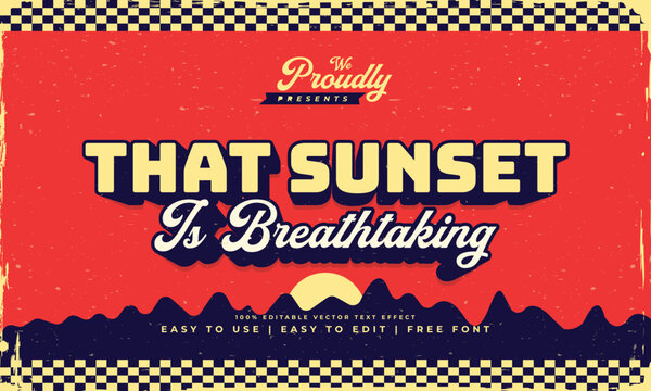 vintage retro colourful shabby worn editable text effect