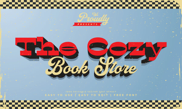 vintage retro colourful shabby worn editable text effect