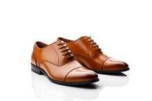 brown leather shoes, white background
