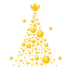 Poster - christmas golden tree isolated