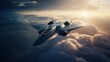 3D illustration of futuristic hypersonic jet in the sky. Future technology with supersonic Jet.