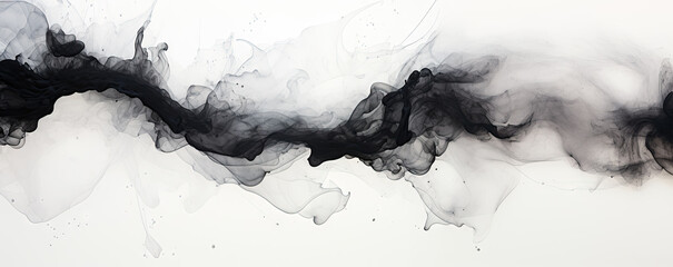 chinese ink painting black and white abstract background, copy space, calm and elegant, zen, asian c