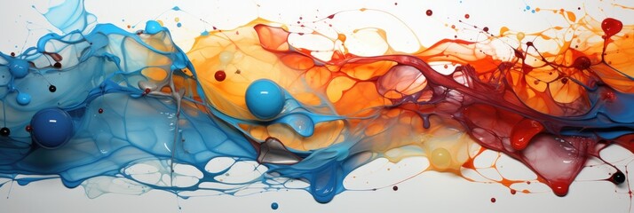 Wall Mural - abstract fluid paint drip swirl art. colorful bursts of watercolor on wallpaper background. pattern 