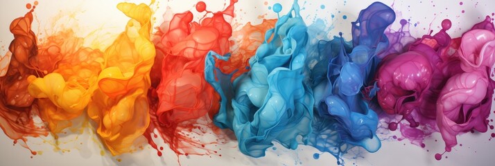 Wall Mural - abstract fluid paint drip swirl art. colorful bursts of watercolor on wallpaper background. pattern 