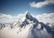 © Alex - mountain is shown in the background of the image, in the style of realistic hyper-detailed rendering, creased, dark white and sky-blue, creative commons attribution, photo-realistic, himalayan art