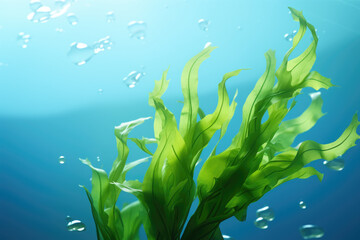 Wall Mural - Detailed view of plant submerged in water. This image can be used to depict aquatic life or as background for nature-themed designs.