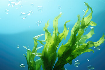 Poster - Detailed view of plant submerged in water. This image can be used to depict aquatic life or as background for nature-themed designs.