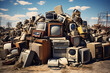 junkyard with obsolete analogue appliances