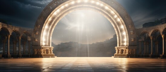 Poster - enhanced photo visualization with artistic gate and ring light backdrop