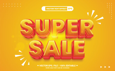 Poster - Super sale offer 3d editable vector text style effect