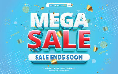 Poster - Editable 3d mega sale offer vector text effect