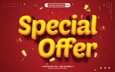 Poster - Special offer sale editable 3d vector text style effect template