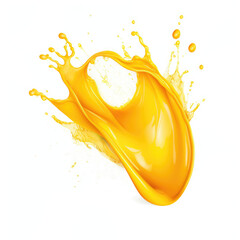 Mango juice wave splash isolated on white background with clipping path, png, swirl, liquid splash, juice drops, realistic flow of refreshment cocktail, Generative AI