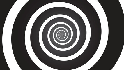 Black and White Hypnotic Psychedelic Spiral Background Template. Comic book style background, Cartoon anime background ( 16:9 aspect ratio )