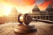 Ayodhya dispute political debate in India, gavel hammer background. Generative AI