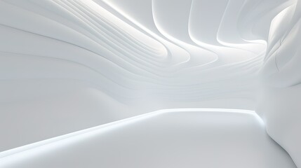 Poster - 3D White Interior Background. futuristic room