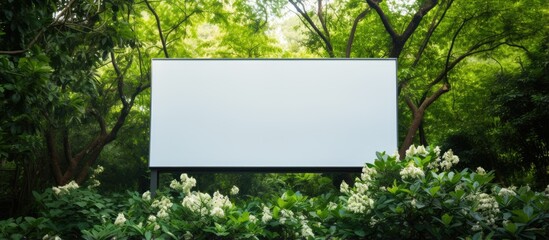 Canvas Print - Billboard on green leaves backdrop