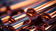 photograph of Metal tubes, Metallic Pipe. telephoto lens daylight,generative ai