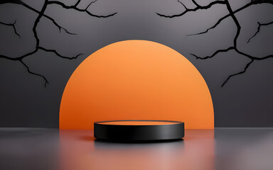 Wall Mural - halloween podium mysterious spooky showcase for product presentation and mock-up display, 3D rendering. halloween mockup.