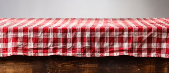 Sticker - Wooden table with red checkered tablecloth