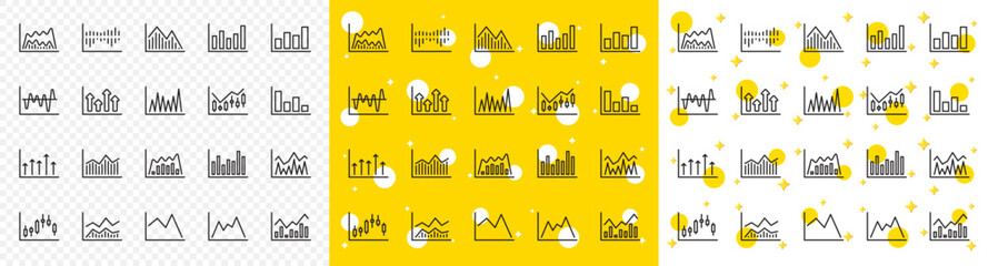 Poster - set of candle stick graph, report diagram and infochart icons. financial chart line icons. growth, t