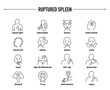 Ruptured Spleen symptoms, diagnostic and treatment vector icons. Line editable medical icons.