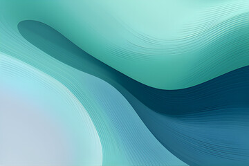 Wall Mural - Modern Soft Curvy Waves Background Illustration With Cadet Blue, Pastel Blue and Teal Green Color.