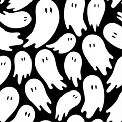 Halloween ghost seamless pattern. Vector background. Texture for print, textile, fabric.