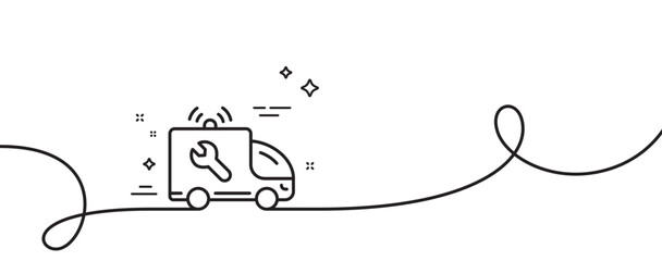 Poster - spanner tool line icon. continuous one line with curl. car repair service sign. fix instruments symb