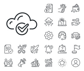 Poster - internet data storage sign. salaryman, gender equality and alert bell outline icons. approved cloud 