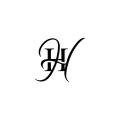 Sticker - initial letter hh unique monogram logo vector black color