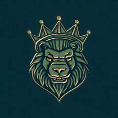 Wall Mural - Lion head with crown, flat design, generative AI.