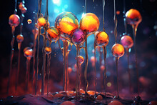 Splash of colorful lollipops with a bunch of drops, flowing candies, Ai Generative..