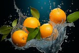 Fototapeta Łazienka - Oranges with water splash background, simulated. Generative AI