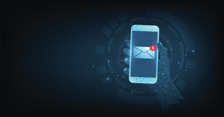 Aufkleber - Email communication concept. email envelope icon on a dark blue background. transmission email concept.	
