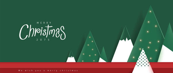 Wall Mural - merry christmas banner studio table room product display with copy space and christmas tree abstract