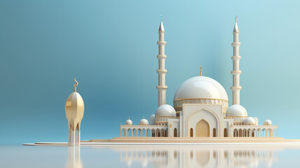 Wall Mural - Free photo 3d render illustration of a mosque design