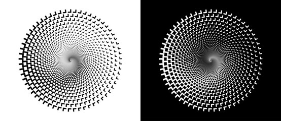 Aufkleber - Abstract background with arrows in circle. Art design spiral as logo or icon. A black figure on a white background and an equally white figure on the black side.