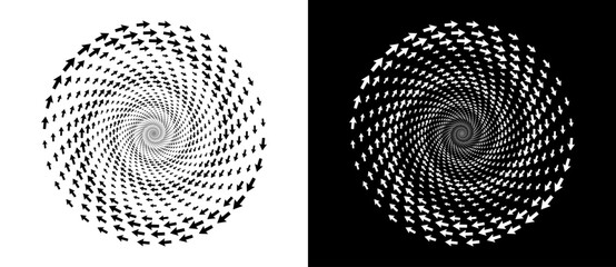 Aufkleber - Abstract background with arrows in circle. Art design spiral as logo or icon. A black figure on a white background and an equally white figure on the black side.