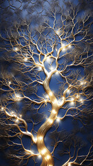 Poster - vertical background tree innovation, computer chip concept nature artificial intelligence, eco panorama narrow high