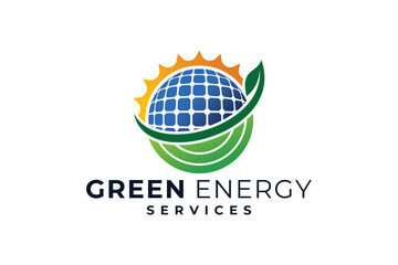 Solar panel logo design. Photovoltaic component. Green energy.